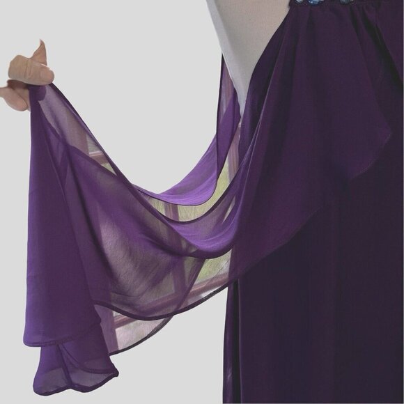 GB Whimsigoth Prom Party Dress Juniors Large Purple Chiffon Flowy Fairy - Picture 6 of 15